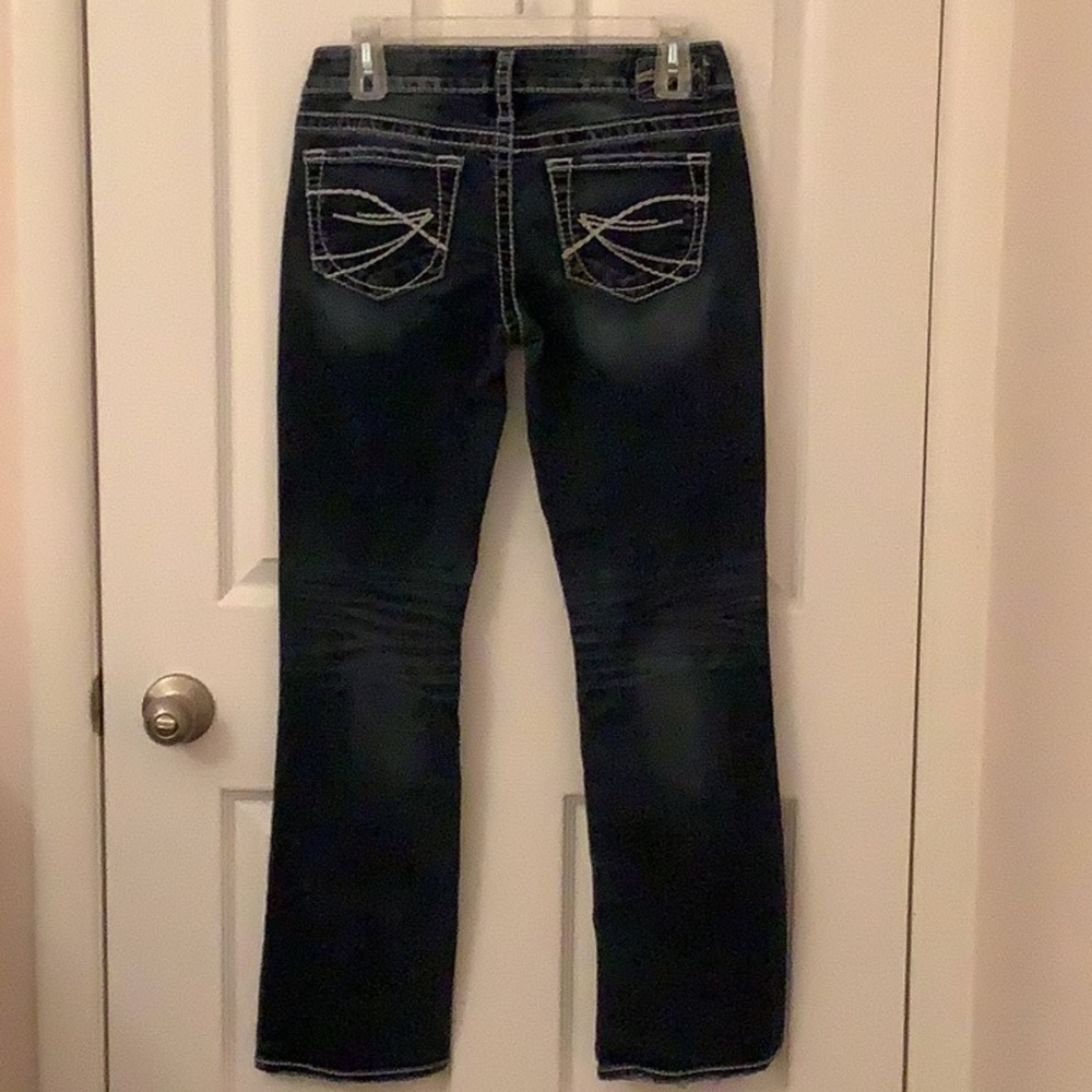 Silver Aiko Lo Rise Bootcut Jeans, 28W 31L